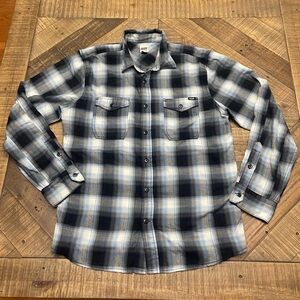 Volcom Navy and White Plaid Long-Sleeve Button-Down Shirt